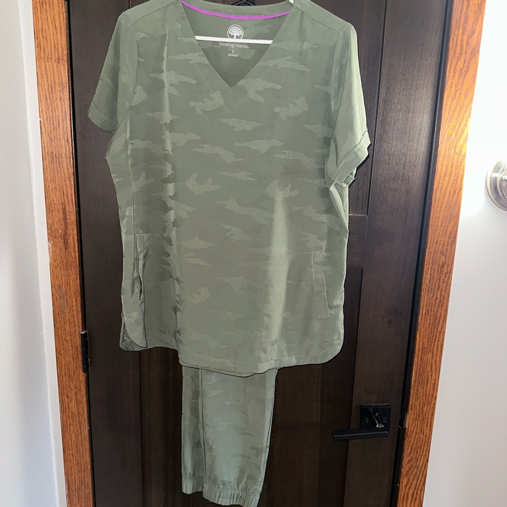 Olive Camouflage Scrub Set